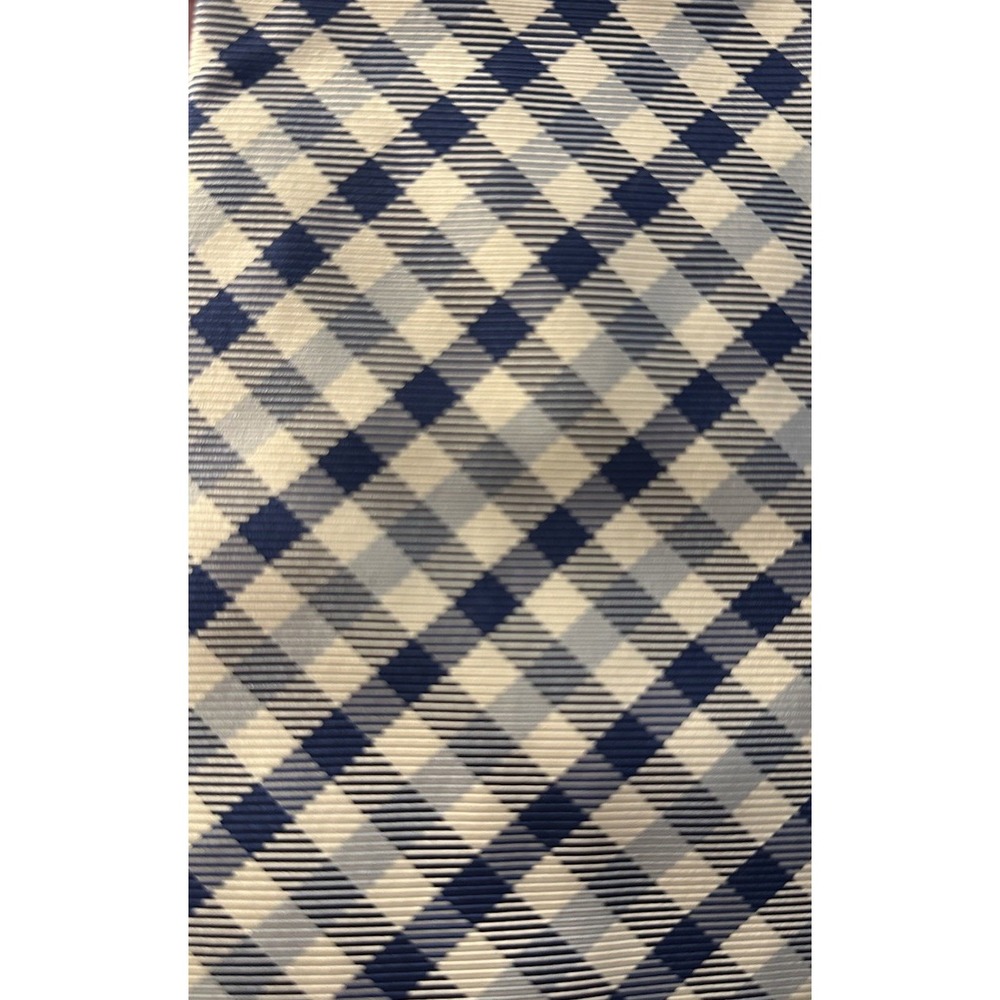 brooks brothers makers‎ silk tie blue check width 3.5" length 59.25" plaid